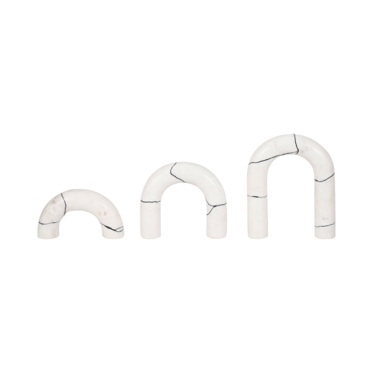 AllModern Ophira 5 and 7 and 8" Reaka White Marble Arches, 10"H, Set of